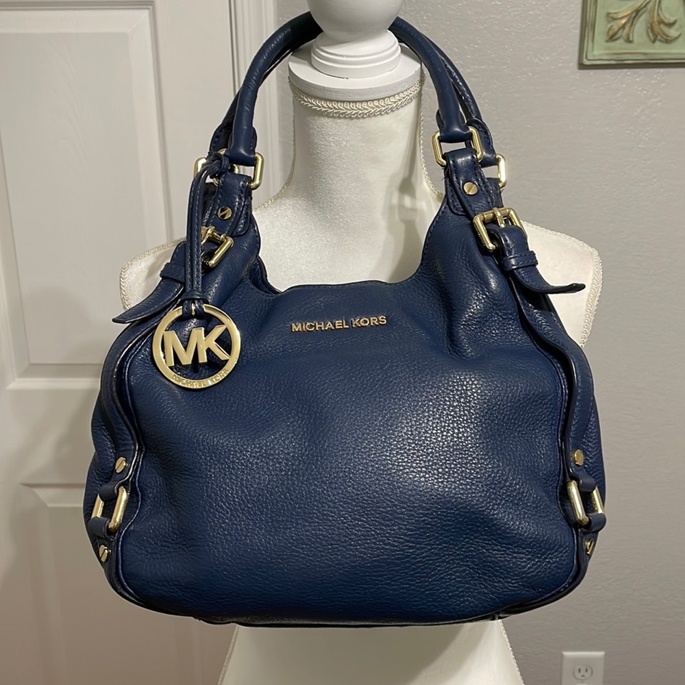 MICHAEL KORS navy pebble leather bag purse